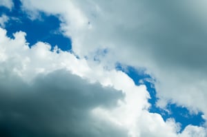 Rift between storm clouds