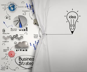pencil lightbulb draw rope open wrinkled paper show business strategy as concept